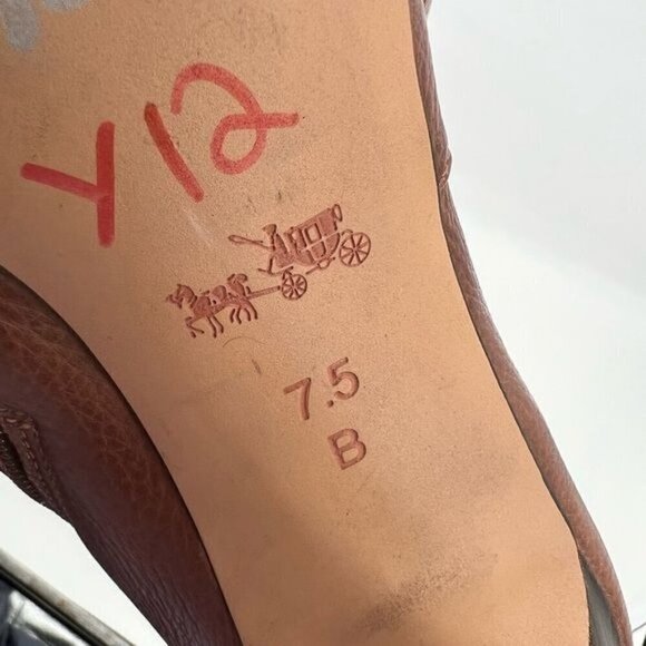 Coach Salene brown leather boots shoes size 7.5 4 inch heels - Picture 15 of 16